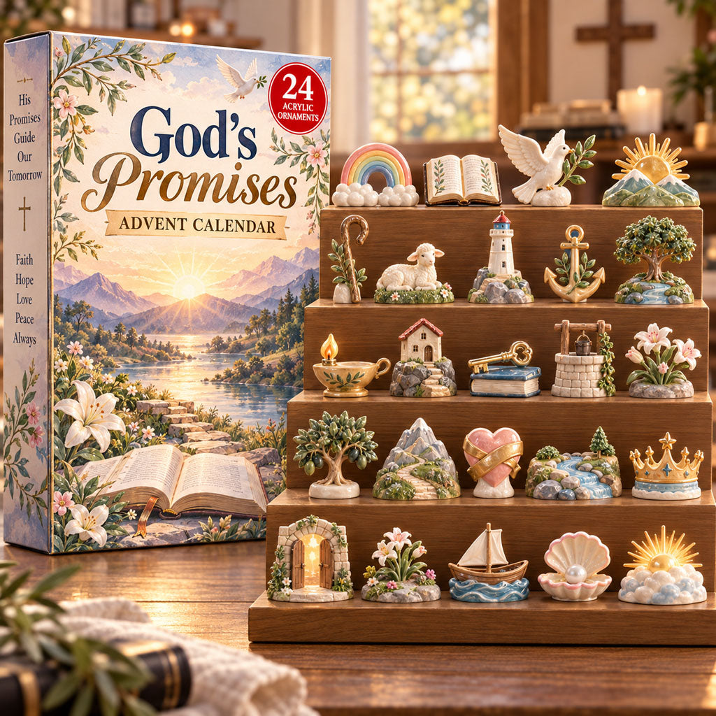Gods Promises advent calendar box with 24 acrylic Christmas charms