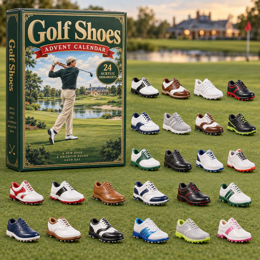 Golf Shoes advent calendar box with 24 acrylic Christmas charms