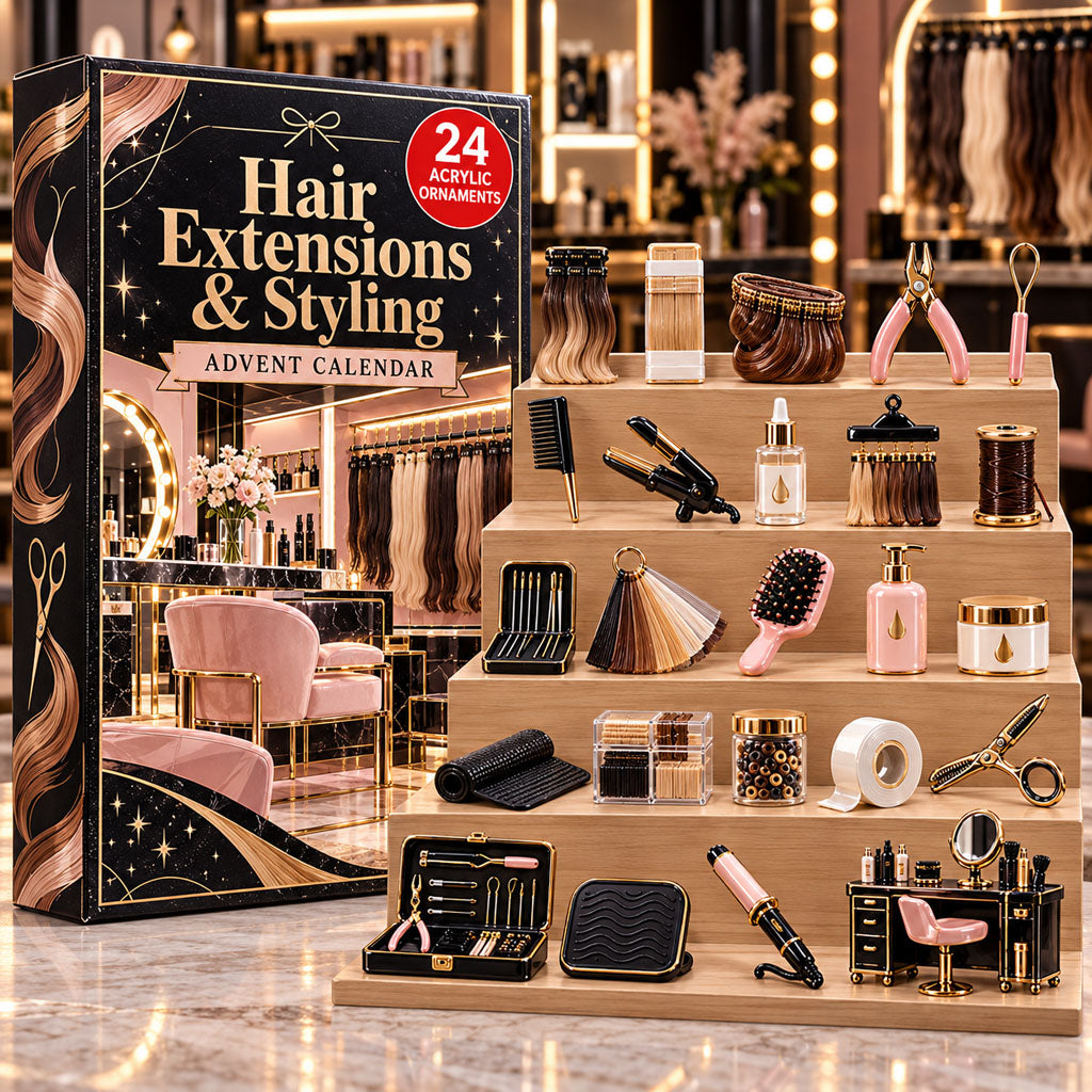 Hair Extensions Styling advent calendar box with 24 acrylic Christmas charms