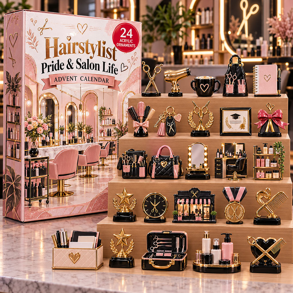 Hairstylist Pride advent calendar box with 24 acrylic Christmas charms