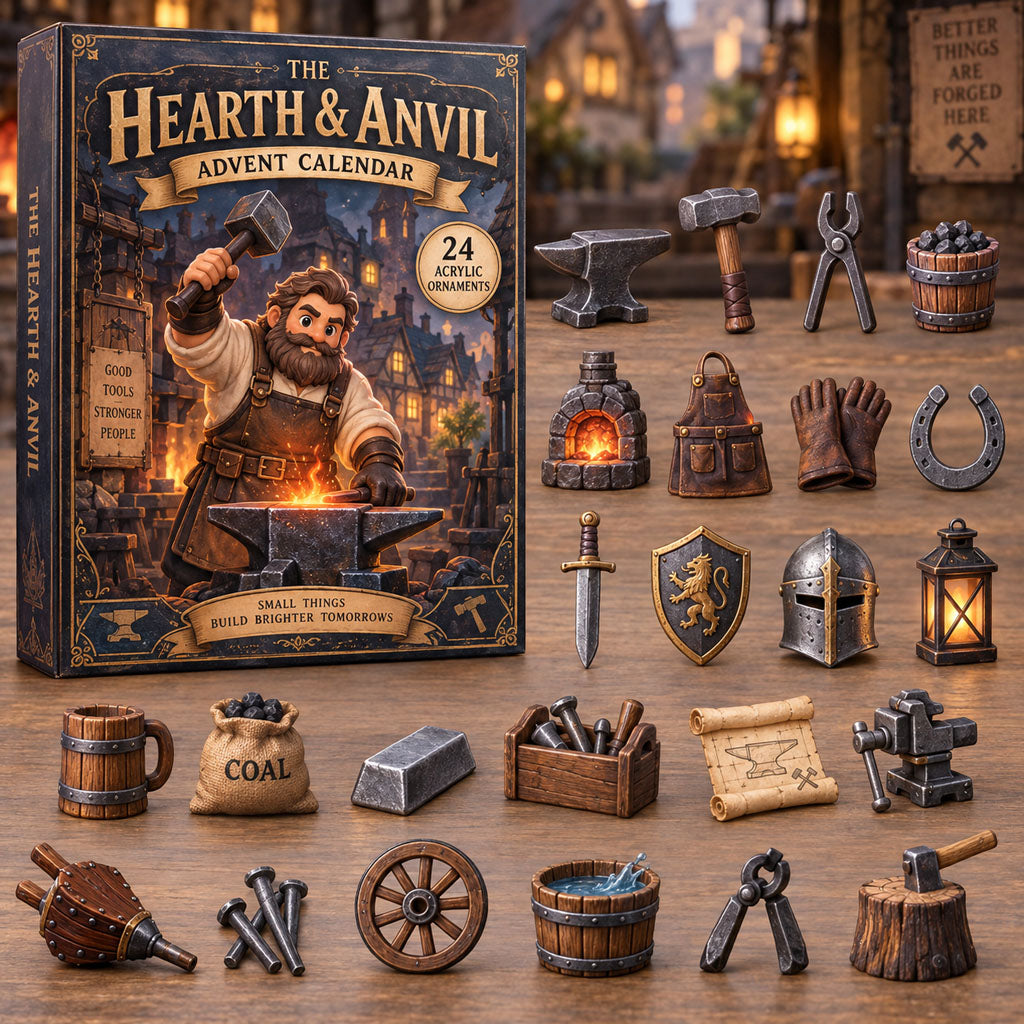 Hearth and Anvil advent calendar box with 24 acrylic Christmas charms