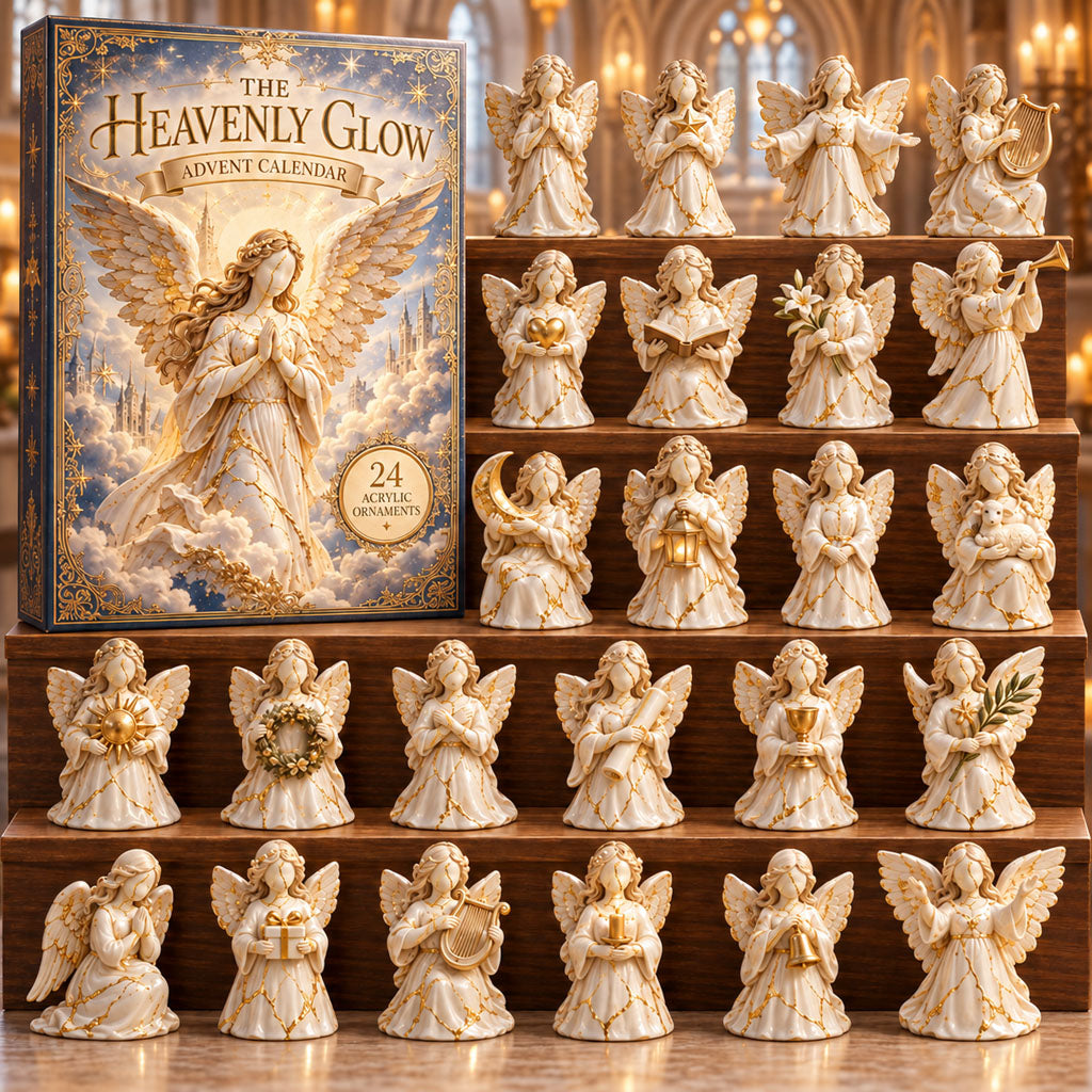 Heavenly Glow Angels advent calendar box with 24 acrylic Christmas charms