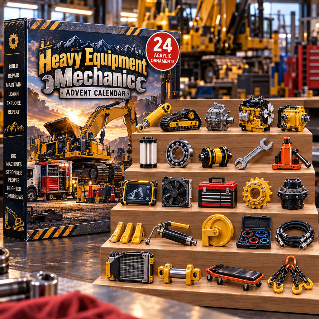 Heavy Equipment Mechanic advent calendar box with 24 acrylic Christmas charms