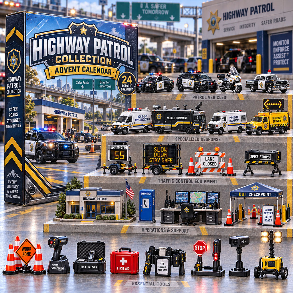 Highway Patrol advent calendar box with 24 acrylic Christmas charms
