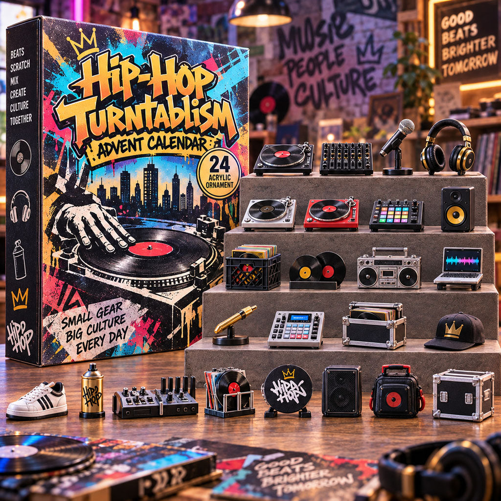 Hip-Hop Turntablism advent calendar box with 24 acrylic Christmas charms