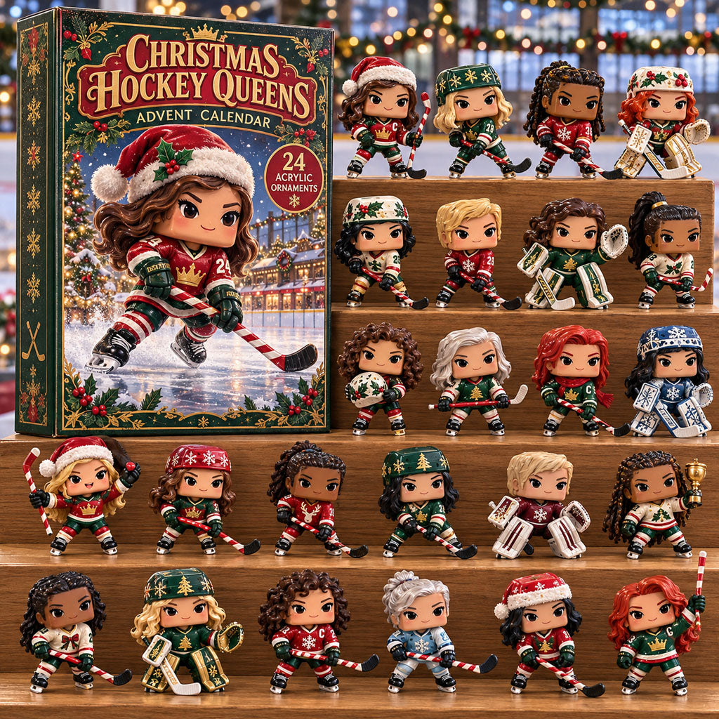 Hockey Queens advent calendar box with 24 acrylic Christmas charms