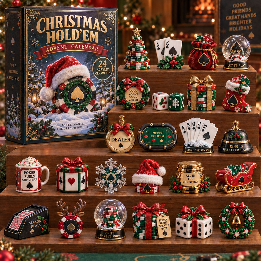 Hold Em advent calendar box with 24 acrylic Christmas charms