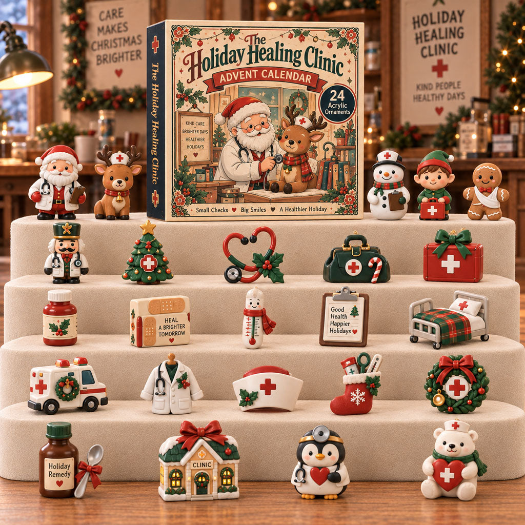 Holiday Healing Studio advent calendar box with 24 acrylic Christmas charms