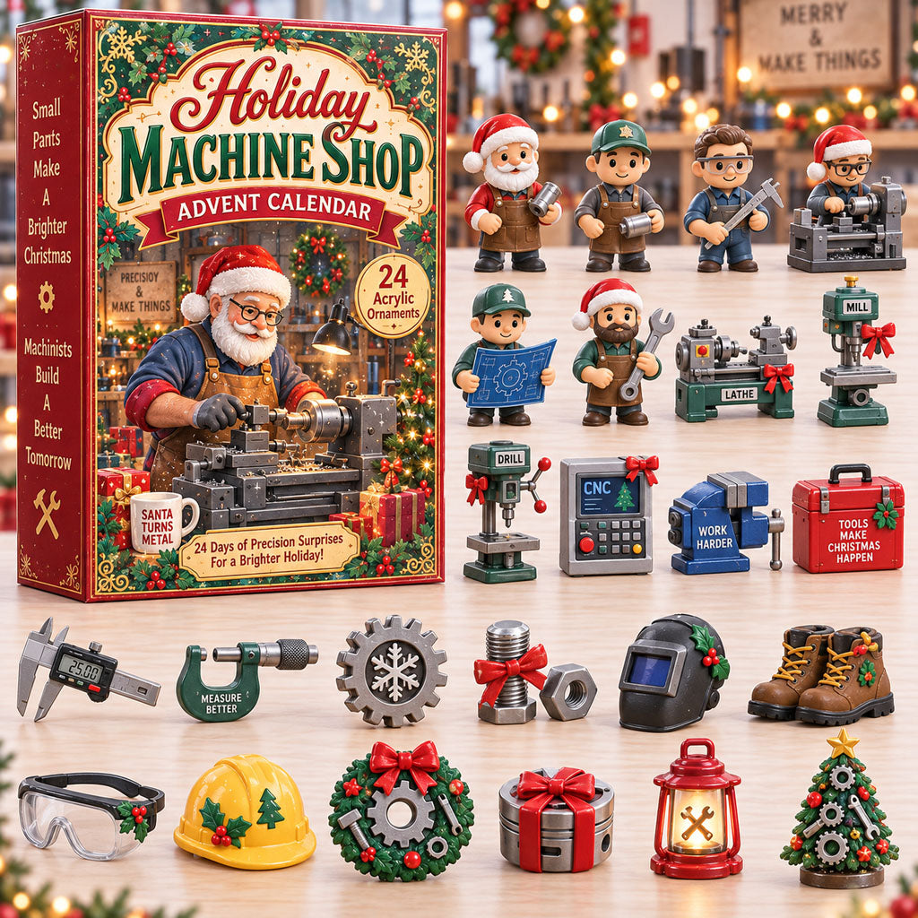 Holiday Machine Shop advent calendar box with 24 acrylic Christmas charms
