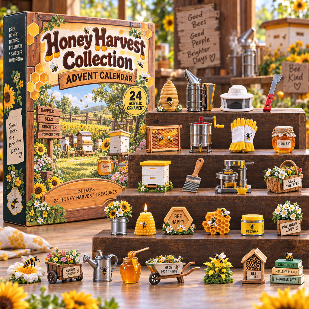 Honey Harvest advent calendar box with 24 acrylic Christmas charms