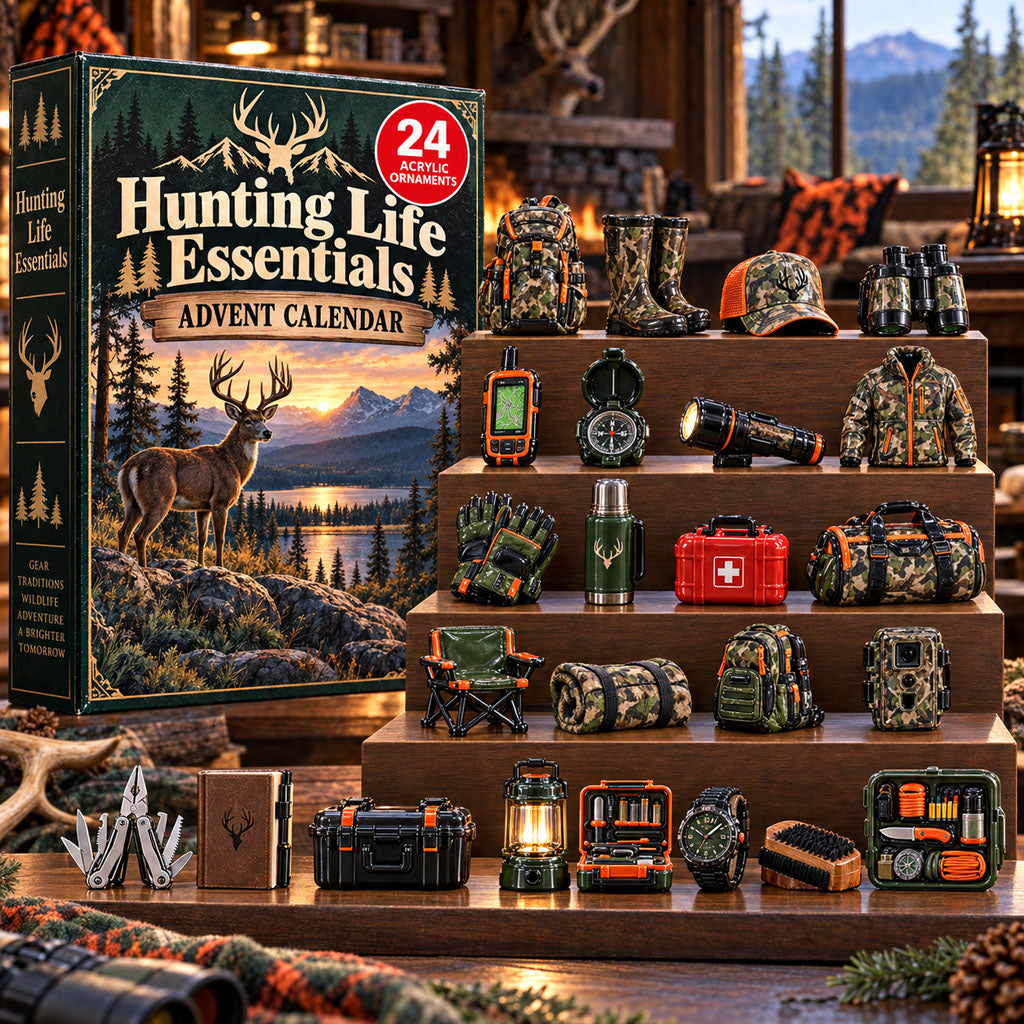 Hunting Life Essentials advent calendar box with 24 acrylic Christmas charms