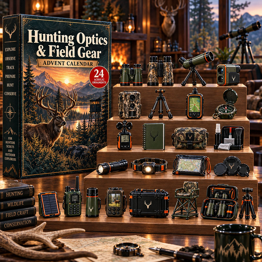 Hunting Optics Gear advent calendar box with 24 acrylic Christmas charms