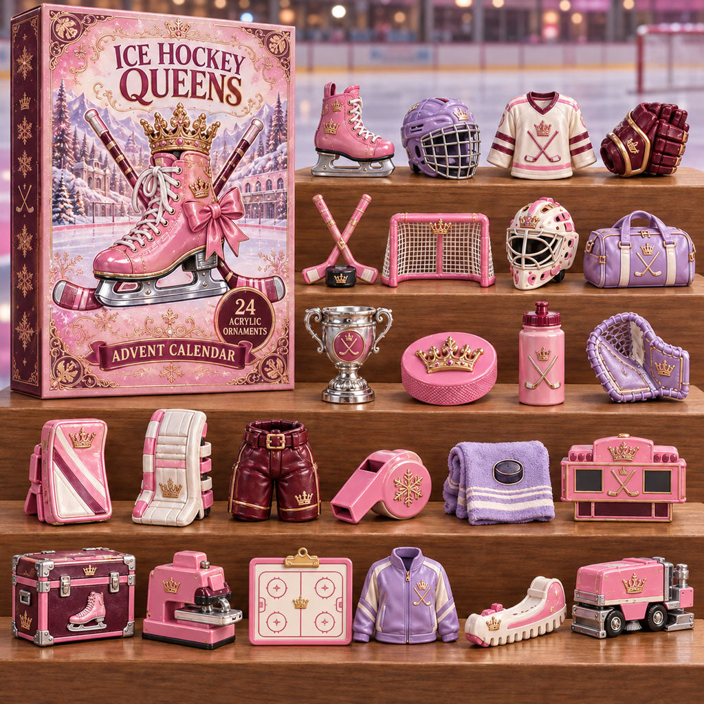 Ice Hockey Queens advent calendar box with 24 acrylic Christmas charms