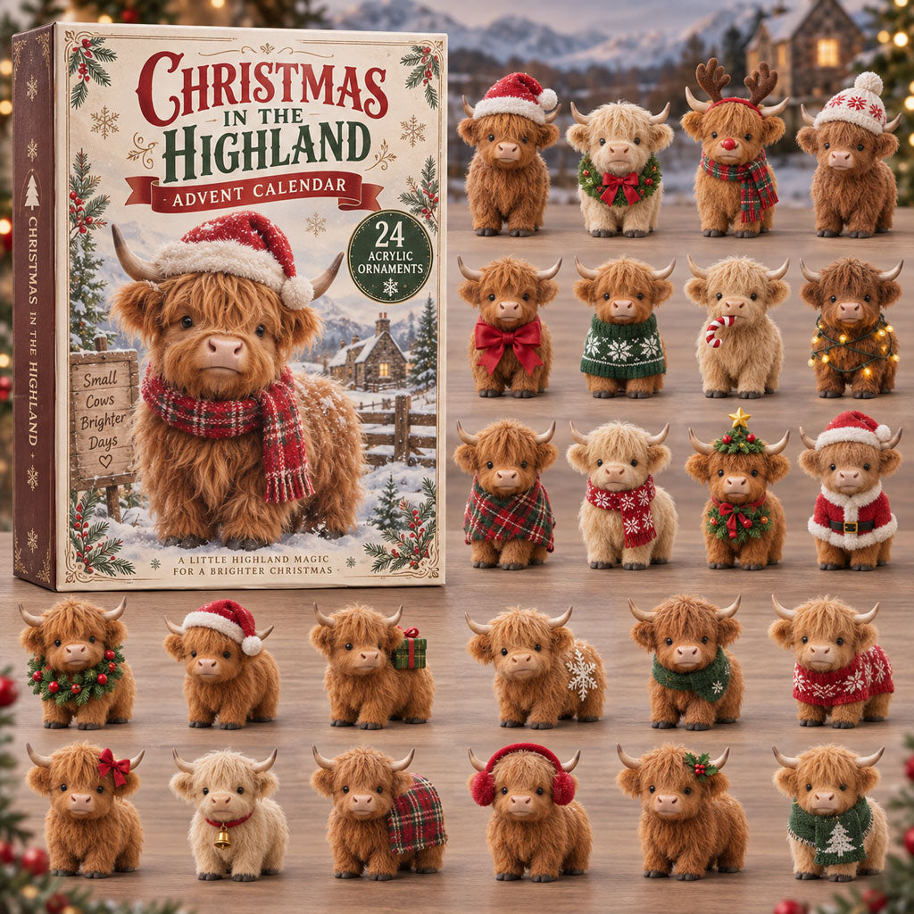 In the Highland advent calendar box with 24 acrylic Christmas charms