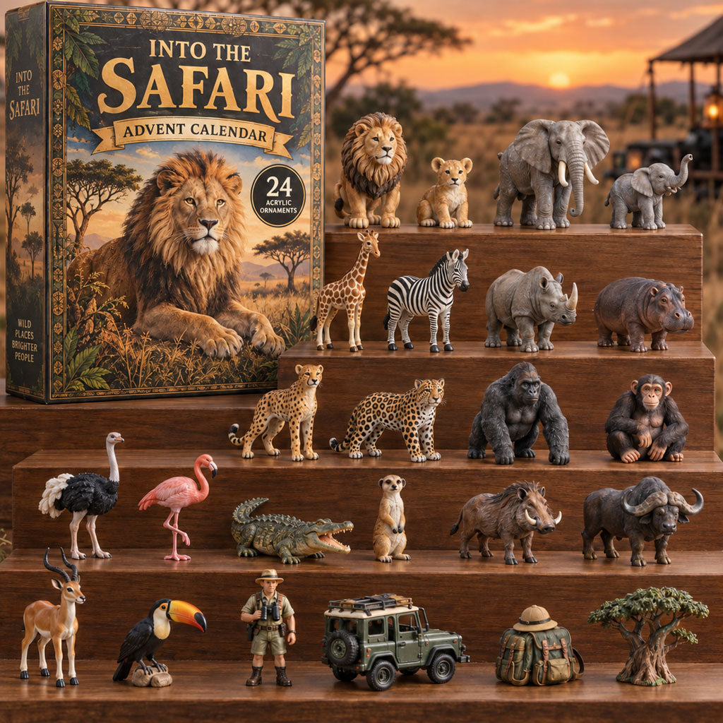Into the Safari advent calendar box with 24 acrylic Christmas charms