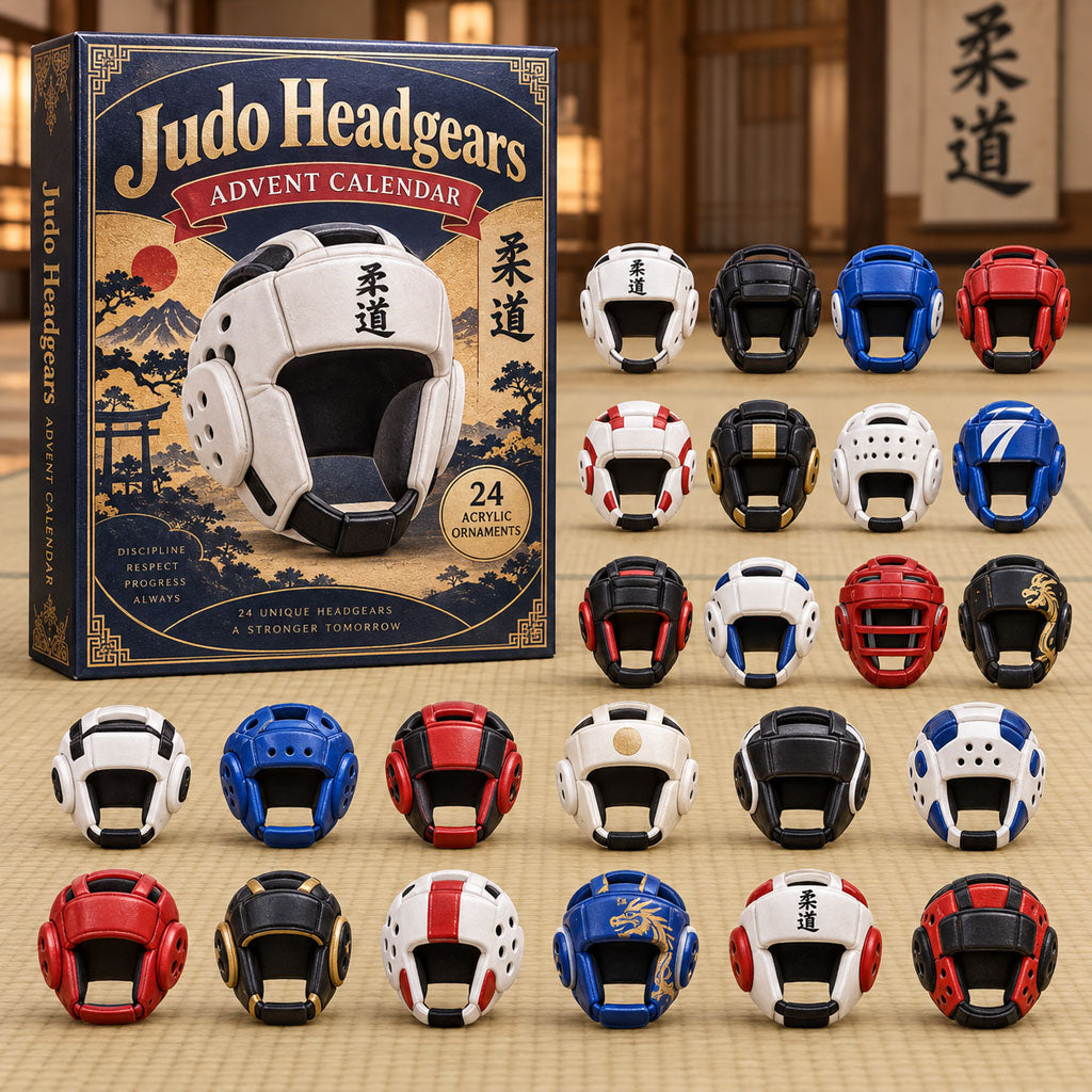 Judo Headgears advent calendar box with 24 acrylic Christmas charms