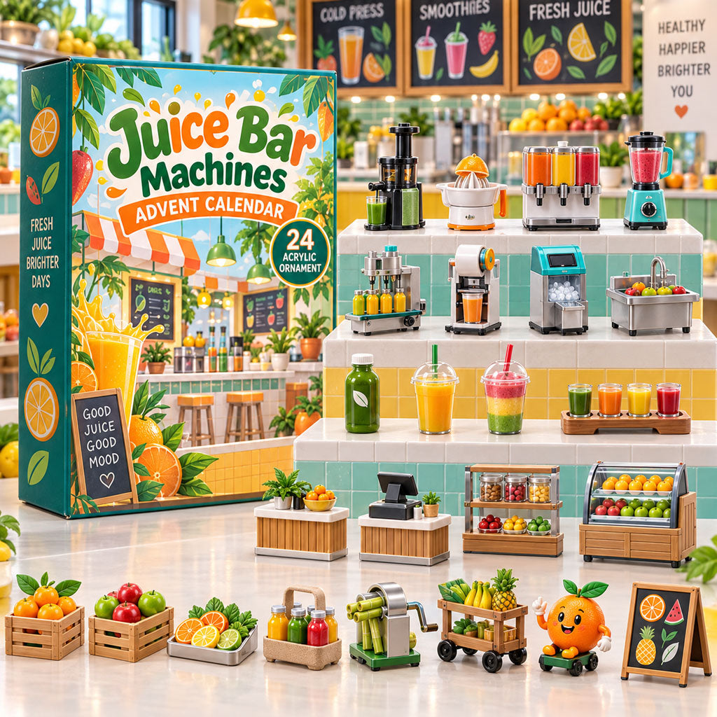 Juice Bar Machines advent calendar box with 24 acrylic Christmas charms