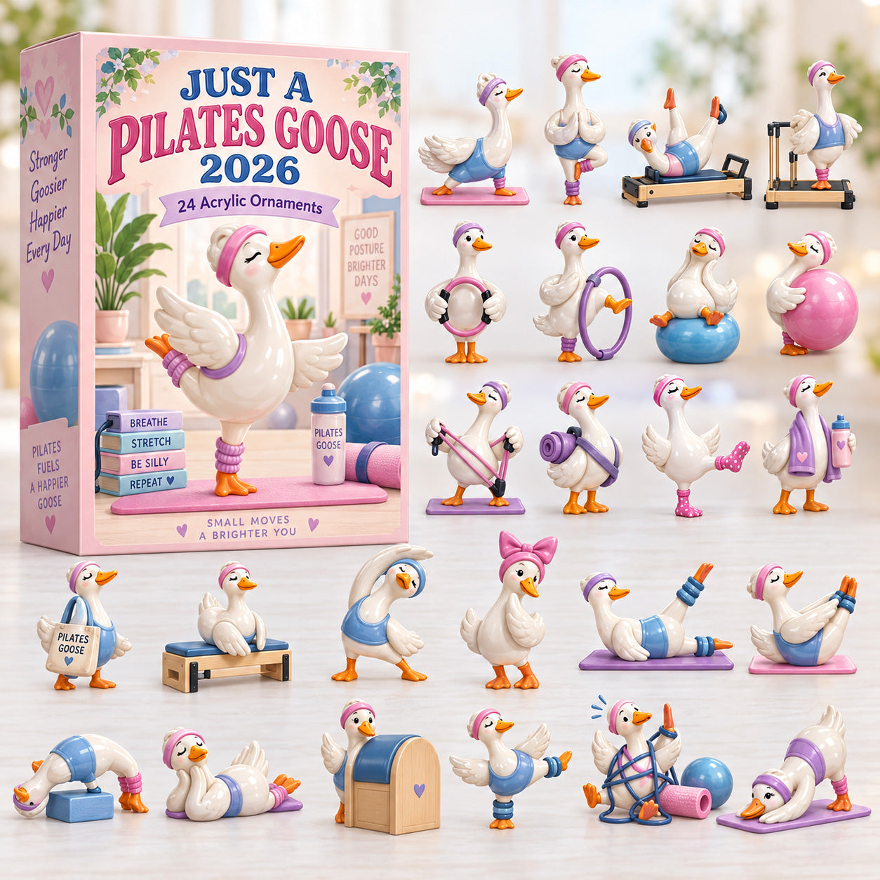 Just A Pilates Goose advent calendar box with 24 acrylic Christmas charms