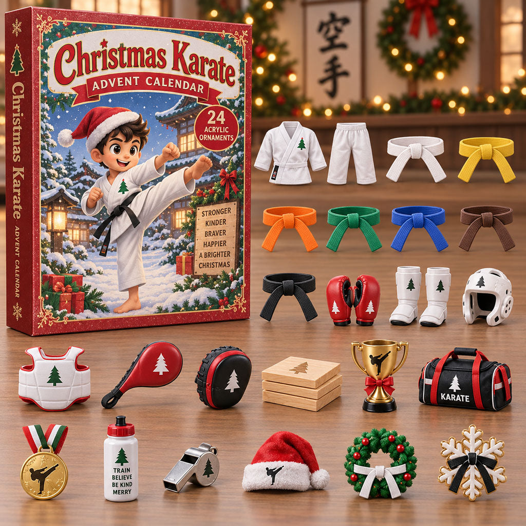 Karate advent calendar box with 24 acrylic Christmas charms