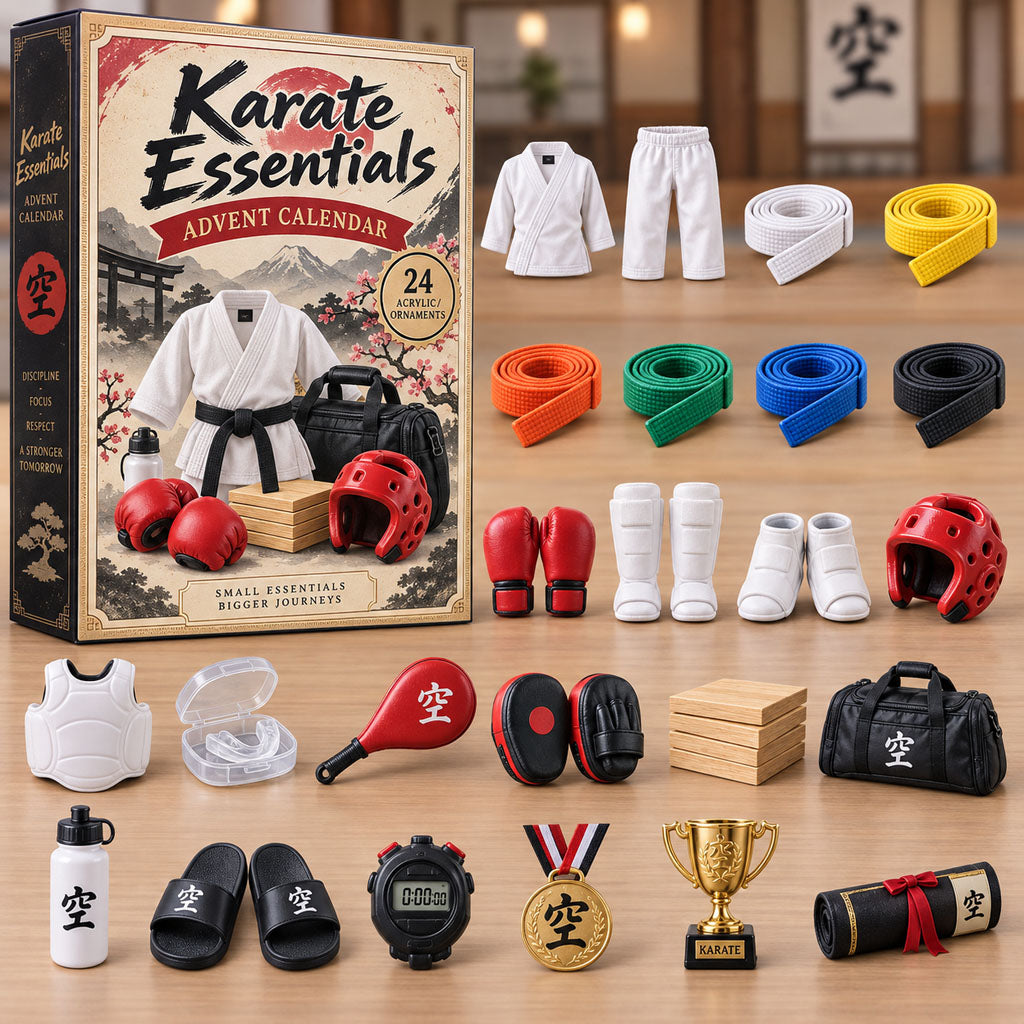Karate Essentials advent calendar box with 24 acrylic Christmas charms