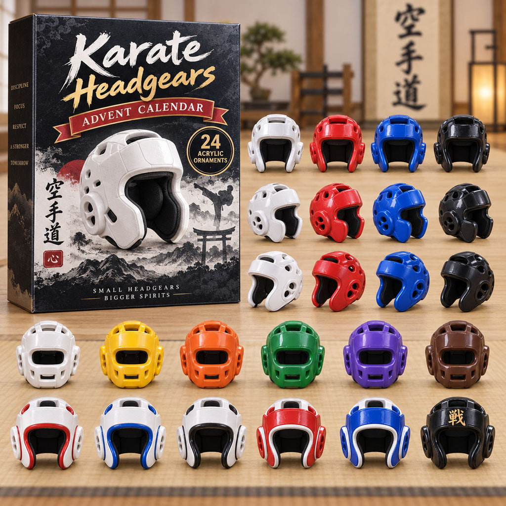 Karate Headgears advent calendar box with 24 acrylic Christmas charms
