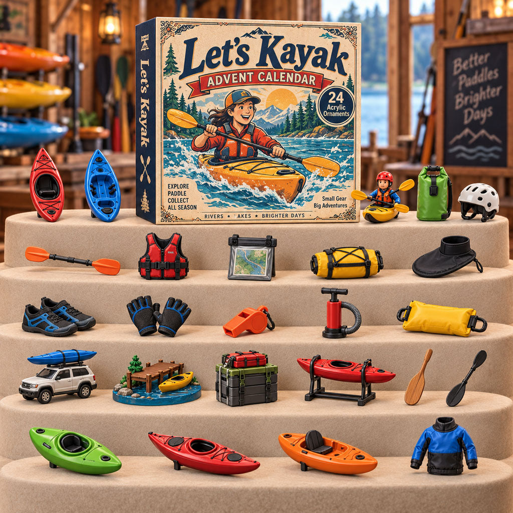 Kayak Expedition advent calendar box with 24 acrylic Christmas charms