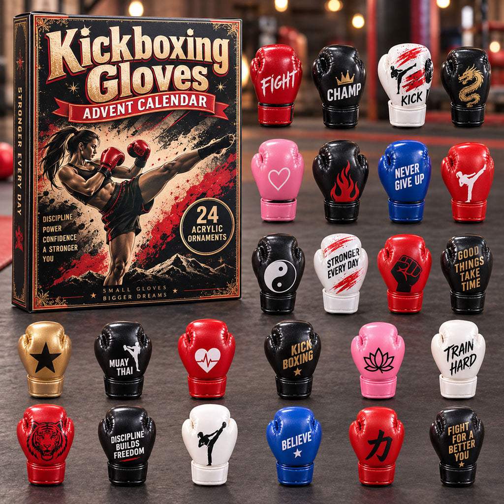 Kickboxing Gloves advent calendar box with 24 acrylic Christmas charms