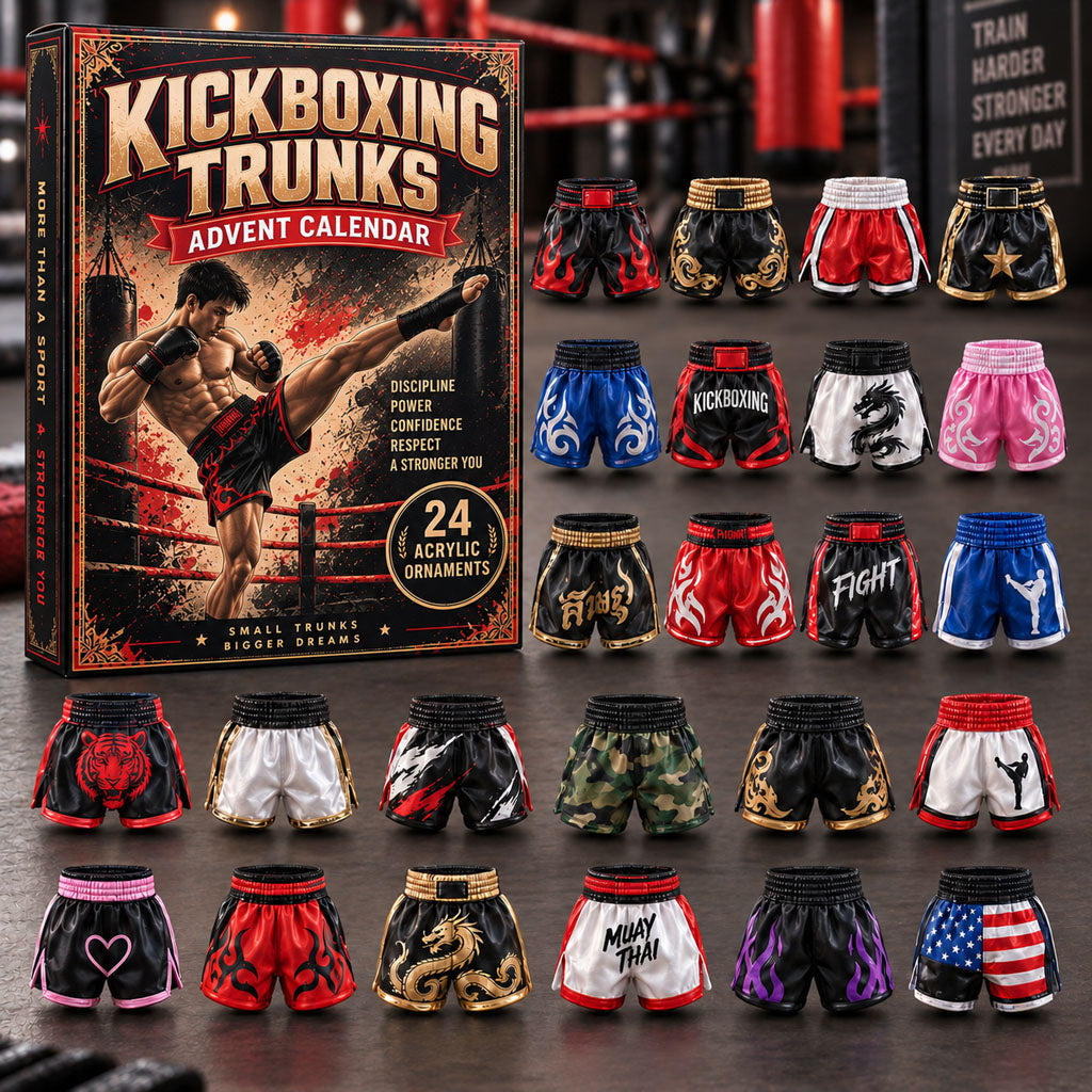 Kickboxing Trunks advent calendar box with 24 acrylic Christmas charms