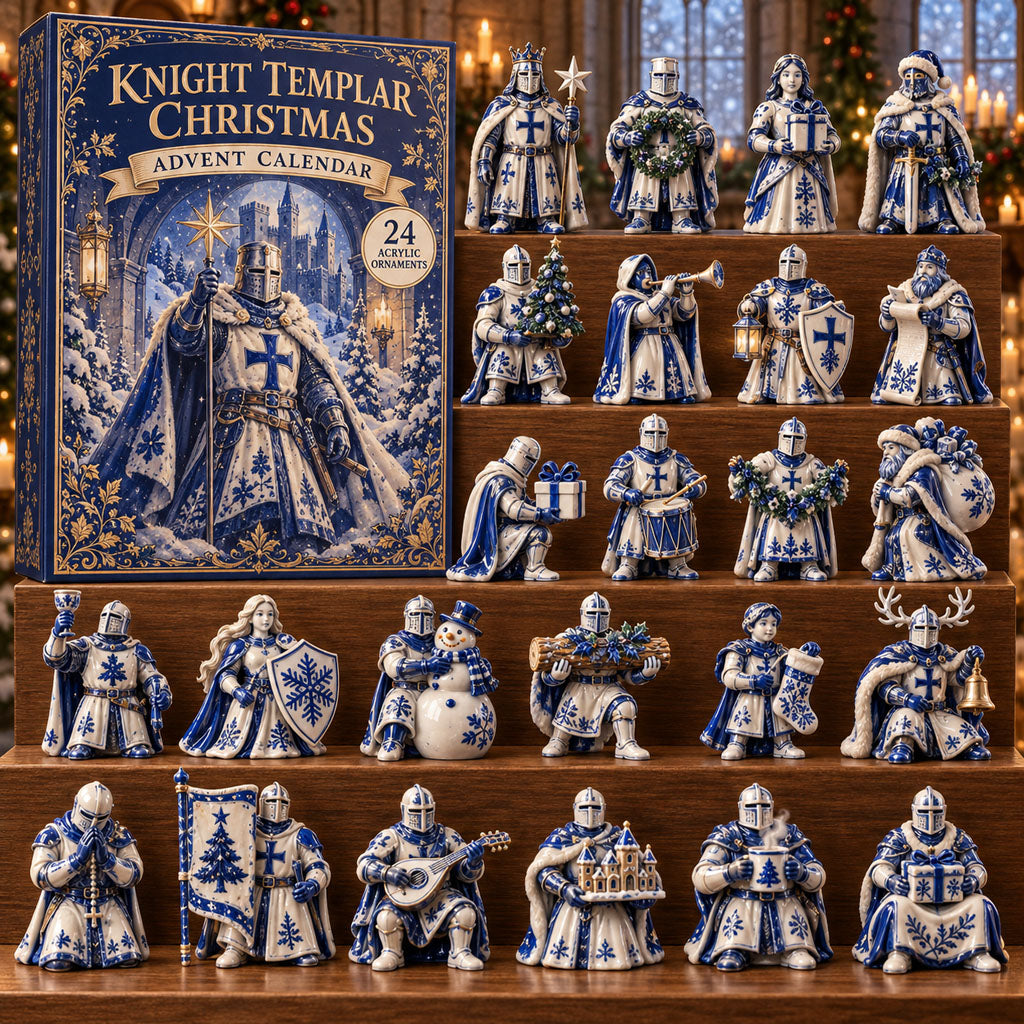 Knight Templar Christmas advent calendar box with 24 acrylic Christmas charms