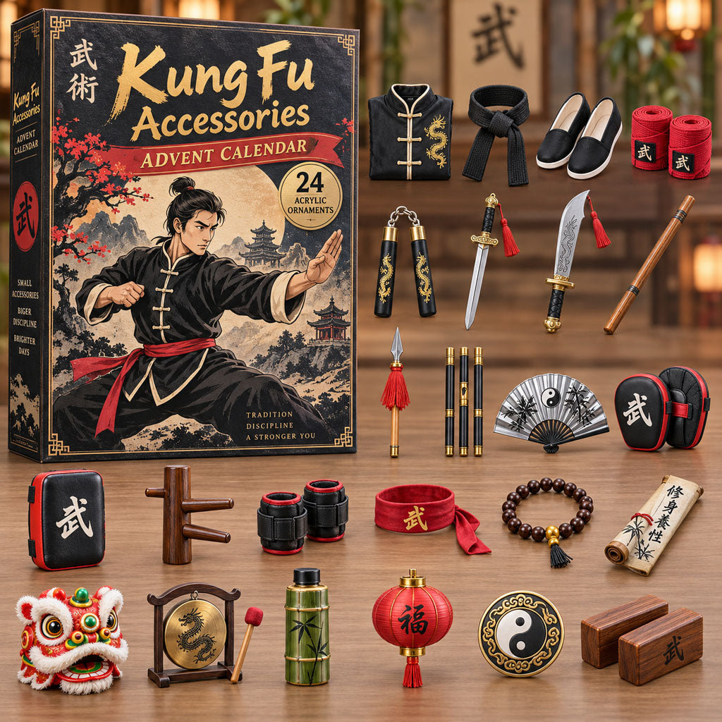 Kung Fu Accessories advent calendar box with 24 acrylic Christmas charms