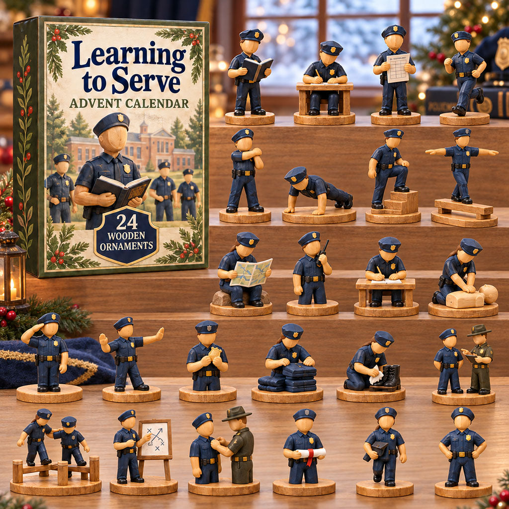 Learning to Serve advent calendar box with 24 wooden Christmas charms
