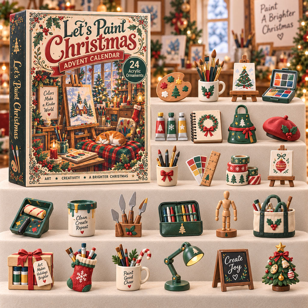 Lets Paint advent calendar box with 24 acrylic Christmas charms