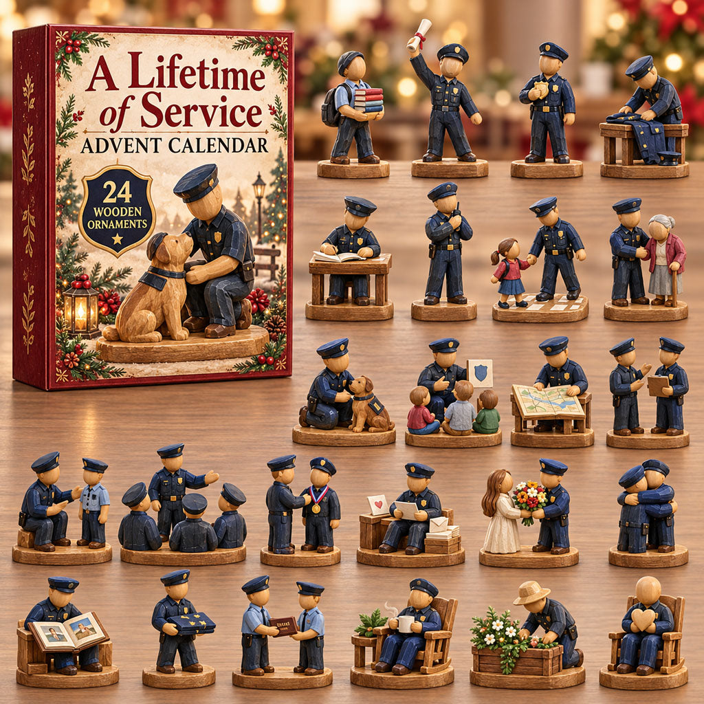 Lifetime of Service advent calendar box with 24 wooden Christmas charms