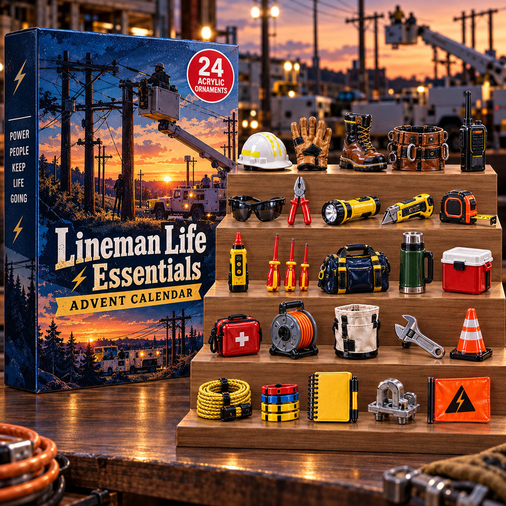 Lineman Life Essentials advent calendar box with 24 acrylic Christmas charms