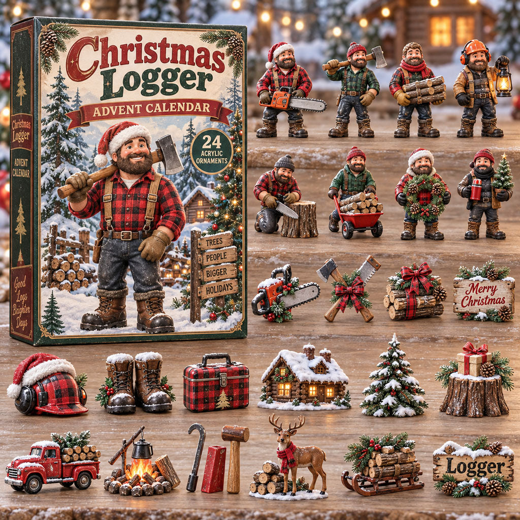 Logger advent calendar box with 24 acrylic Christmas charms