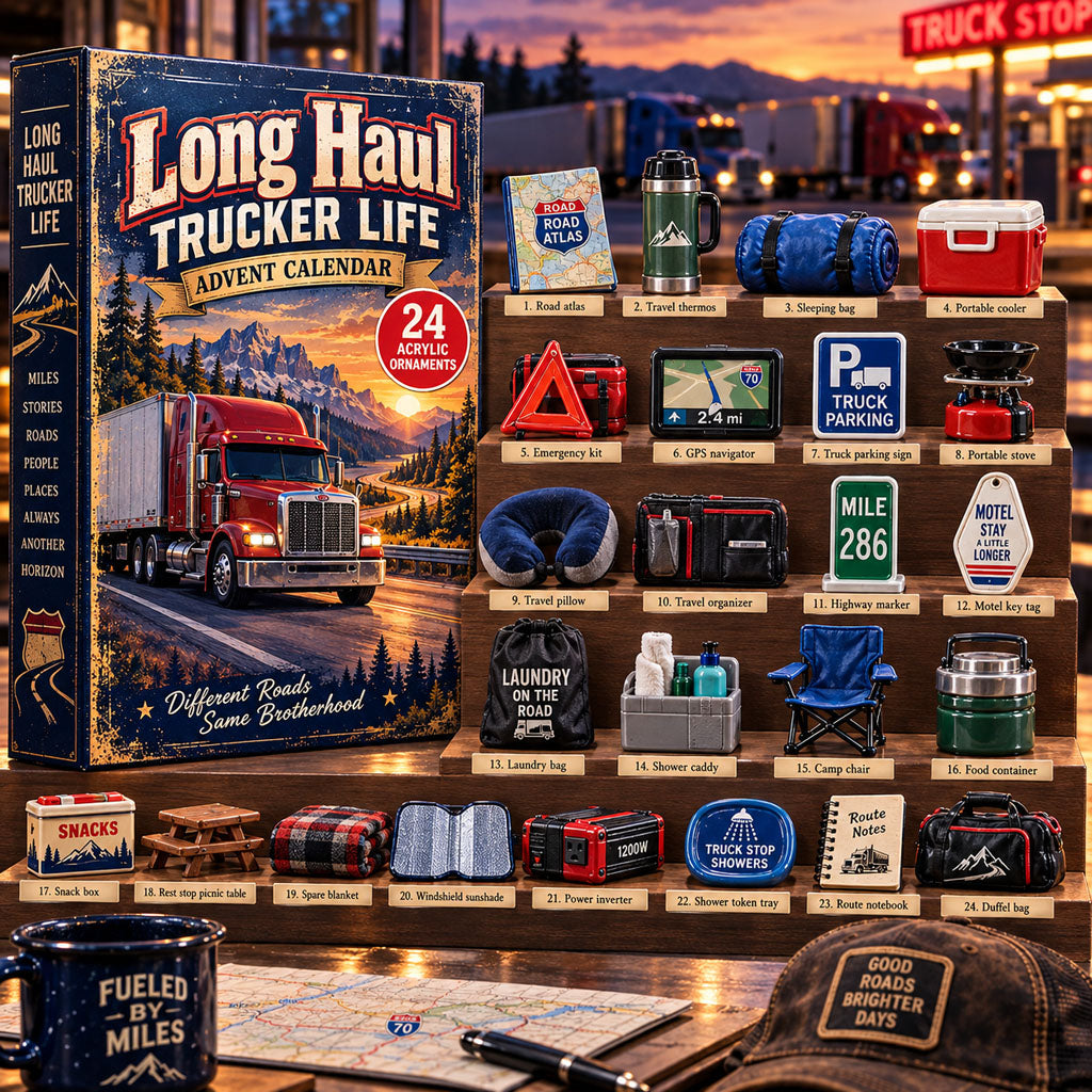 Long Haul Trucker advent calendar box with 24 acrylic Christmas charms