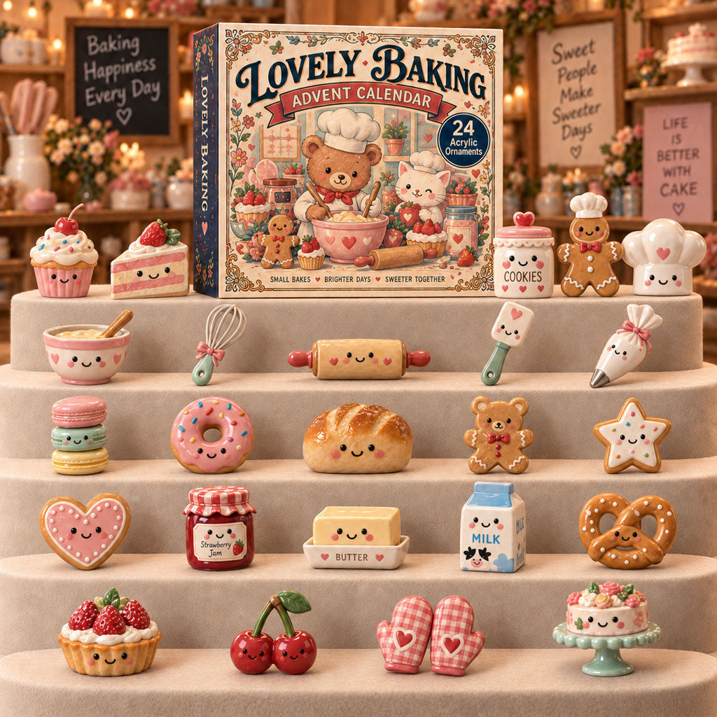 Lovely Baking advent calendar box with 24 acrylic Christmas charms
