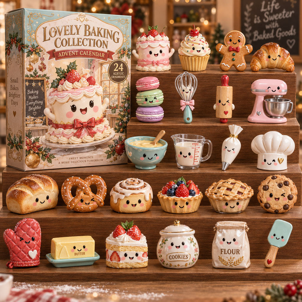 Lovely Baking Collection advent calendar box with 24 acrylic Christmas charms