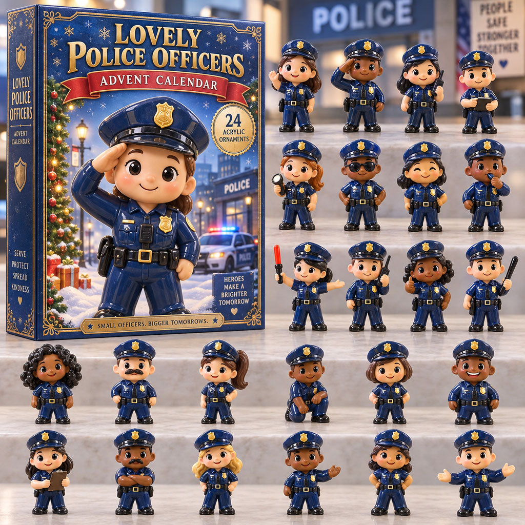 Lovely Police Officers advent calendar box with 24 acrylic Christmas charms