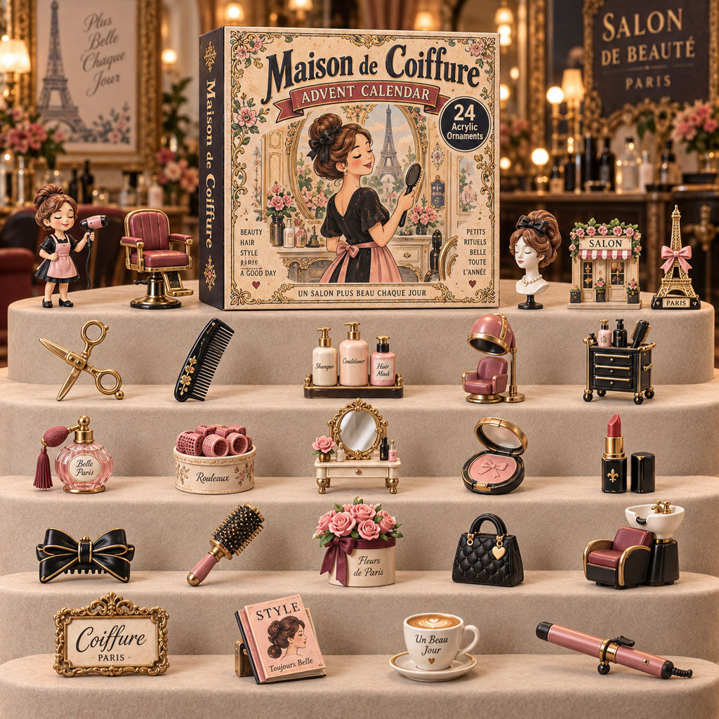 Maison De Coiffure advent calendar box with 24 acrylic Christmas charms