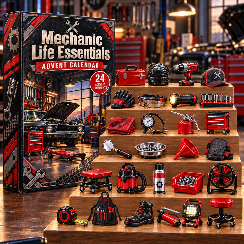 Mechanic Life Essentials advent calendar box with 24 acrylic Christmas charms