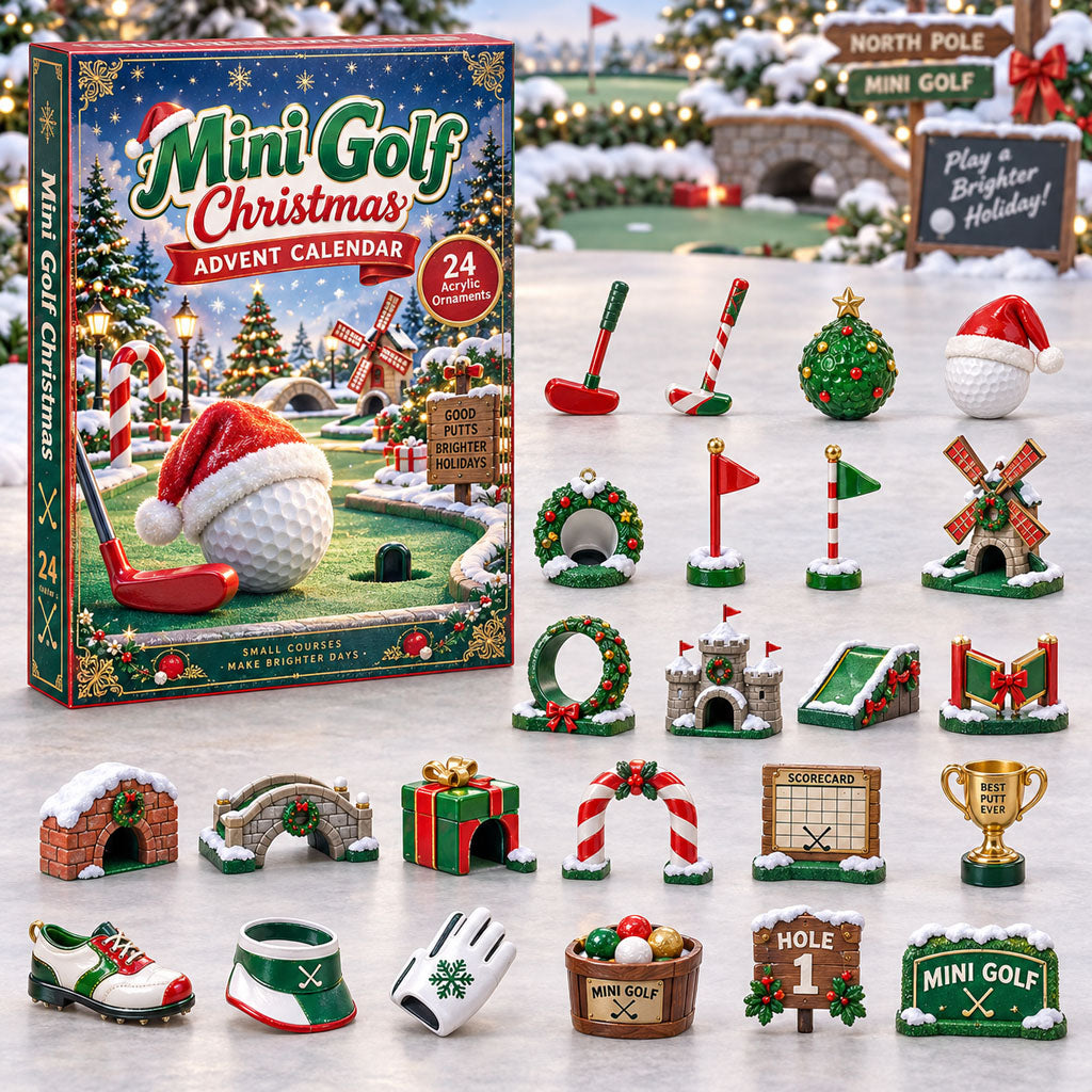 Mini Golf advent calendar box with 24 acrylic Christmas charms