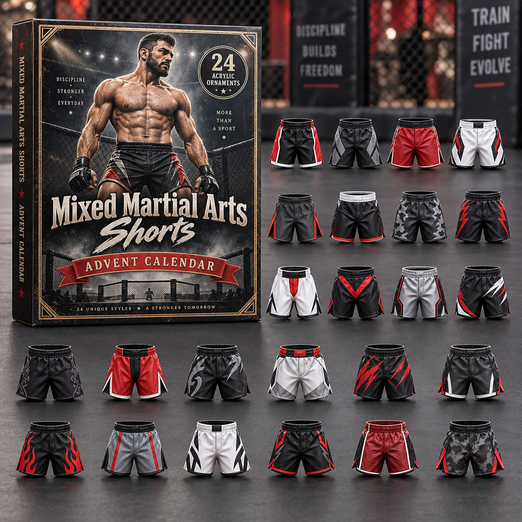 MMA Fighting Shorts advent calendar box with 24 acrylic Christmas charms