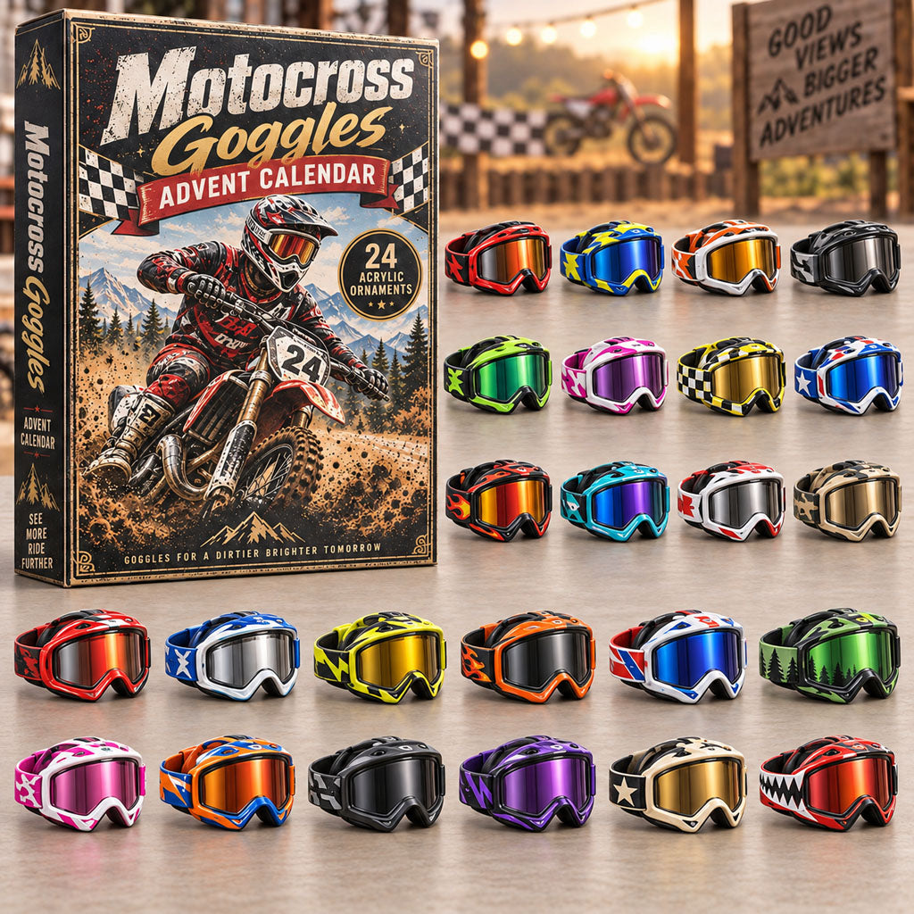 Motocross Goggles advent calendar box with 24 acrylic Christmas charms