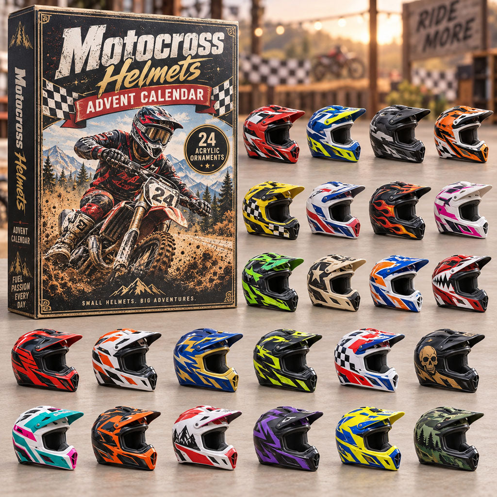 Motocross Helmets advent calendar box with 24 acrylic Christmas charms