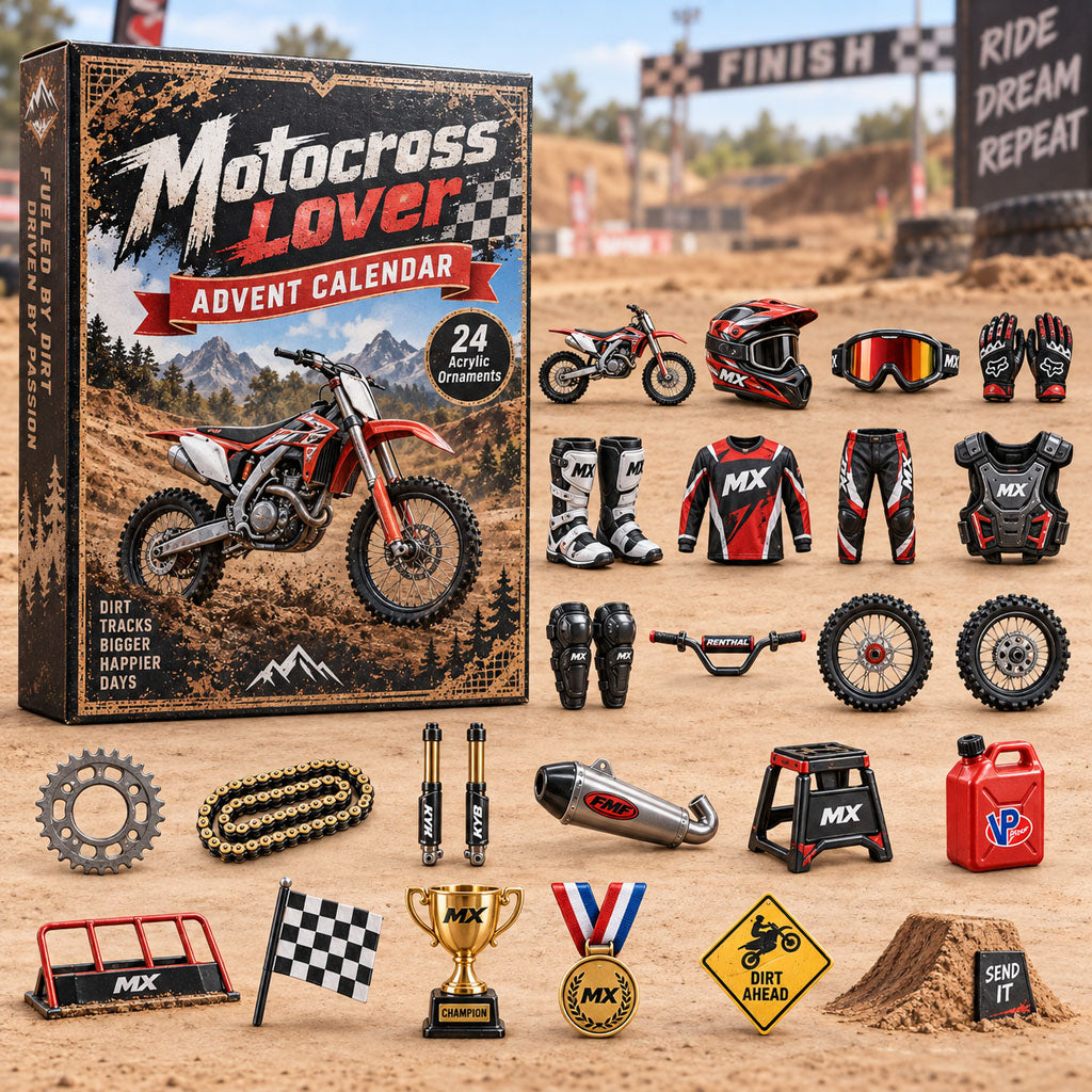 Motocross Lover advent calendar box with 24 acrylic Christmas charms