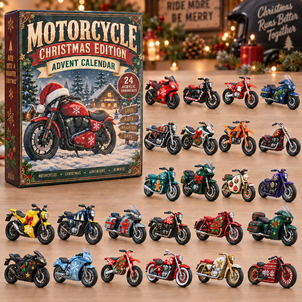 Motorcycle Christmas Edition advent calendar box with 24 acrylic Christmas charms
