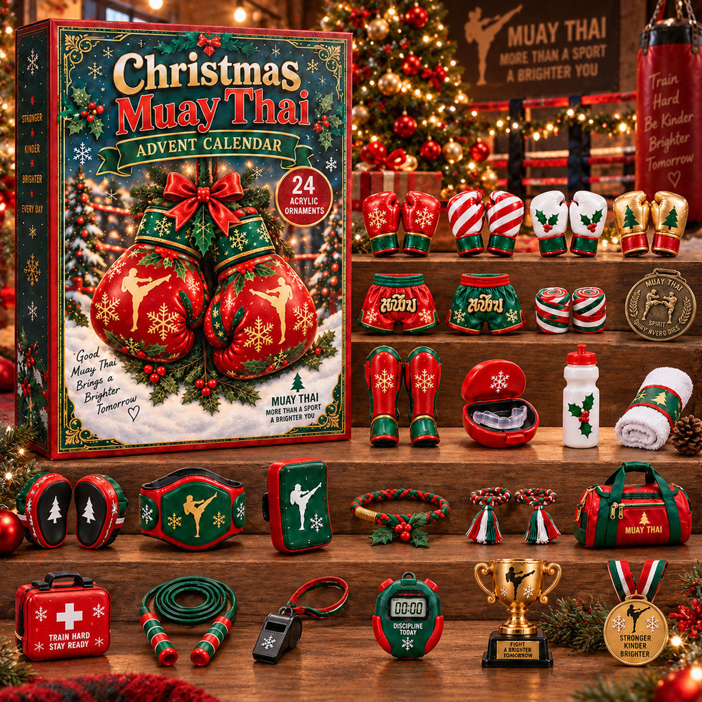 Muay Thai advent calendar box with 24 acrylic Christmas charms