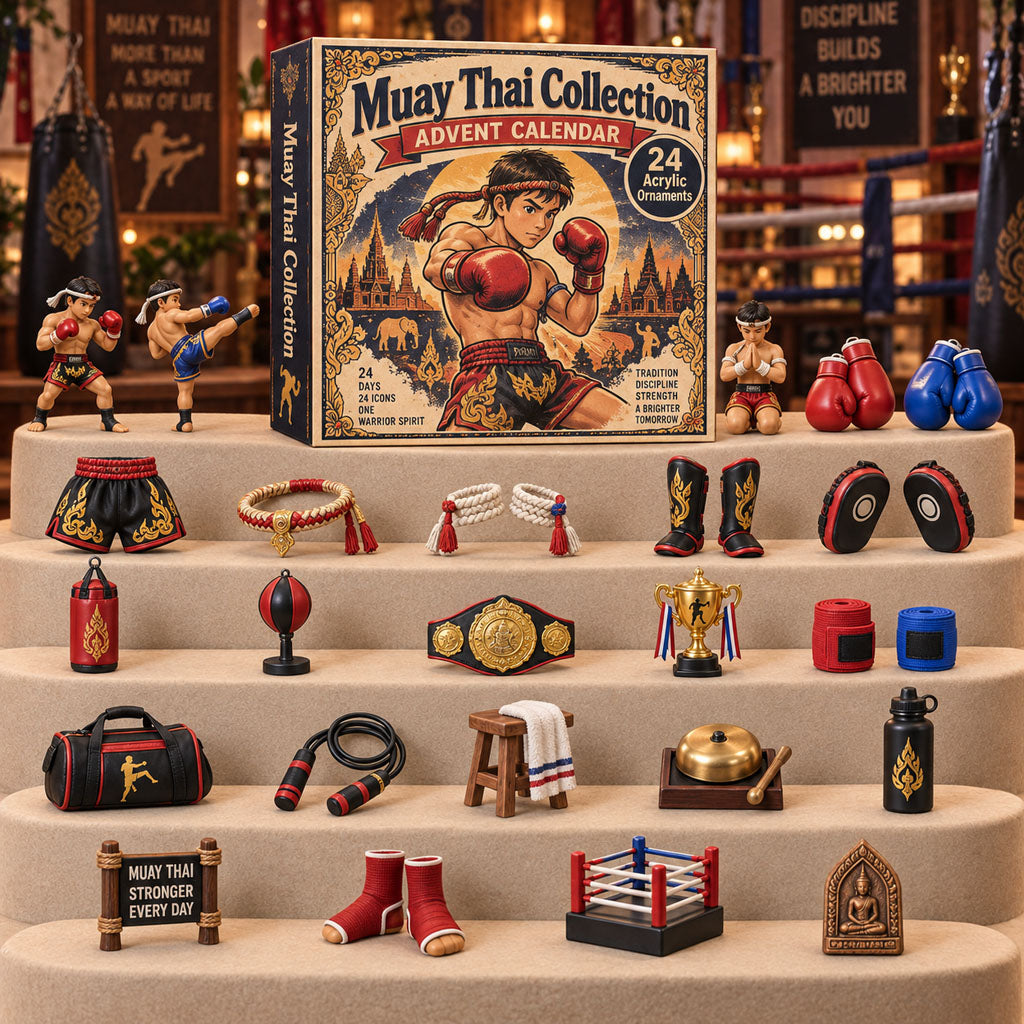 Muay Thai Fighter advent calendar box with 24 acrylic Christmas charms