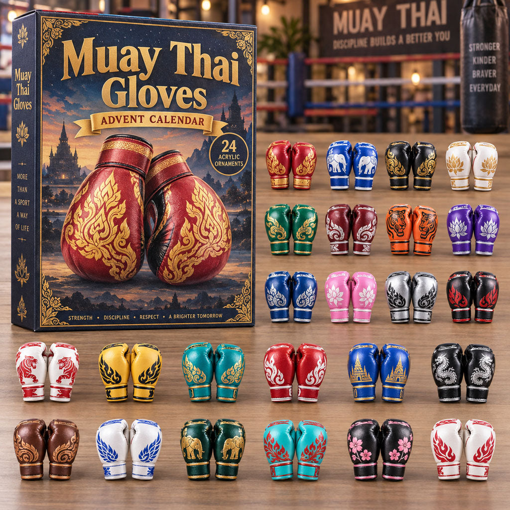 Muay Thai Gloves advent calendar box with 24 acrylic Christmas charms